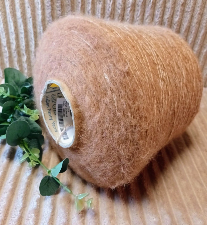 Siūlai su vilna ir medvilne – karamelinė (100 g)