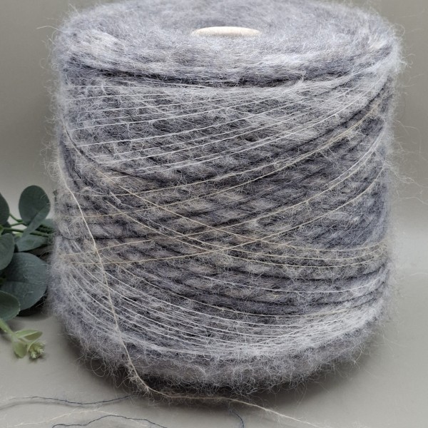 Super Kid Mohair ir Baby Alpaca siūlai – pilki, itin švelnūs QUEBEC (50 g)
