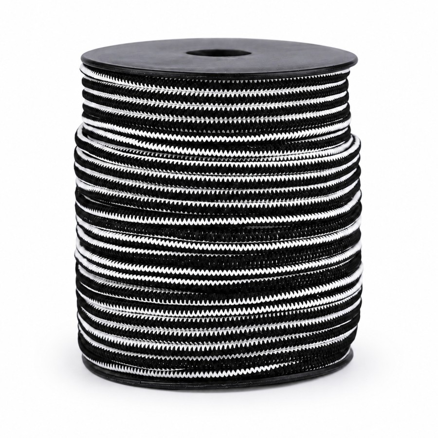 Apvali elastinė juostelė, Ø2,5 mm – balta ir juoda Apvali elastinė juostelė, Ø2,5 mm – balta ir juoda