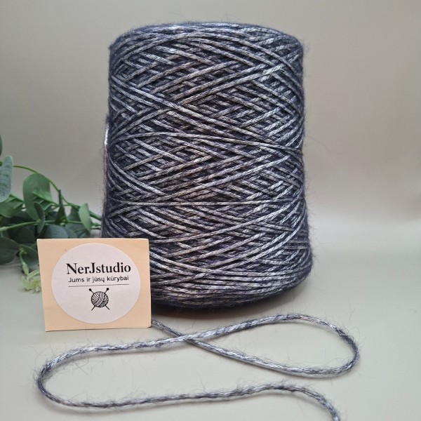 Dekoratyviniai siūlai – tamsiai mėlyni su sidabrine gija FILIPPA (100 g)