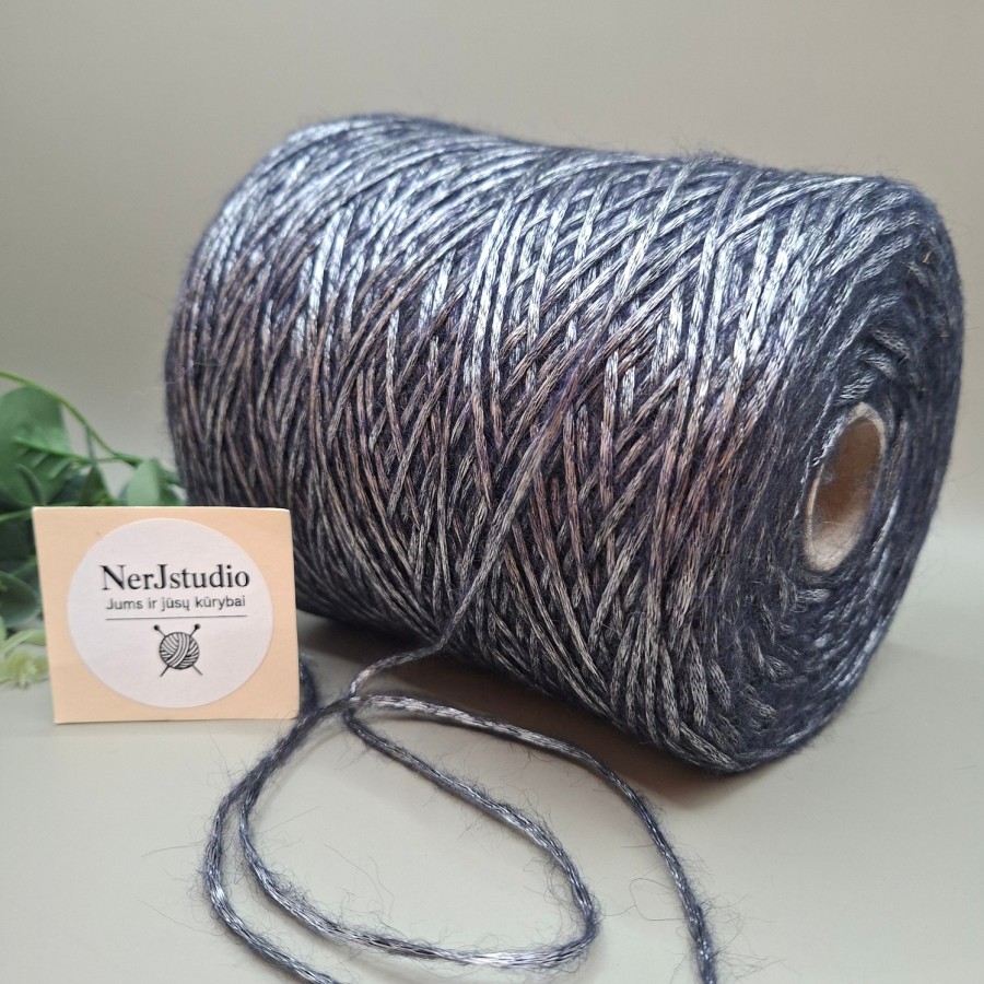 Dekoratyviniai siūlai – tamsiai mėlyni su sidabrine gija FILIPPA (100 g)