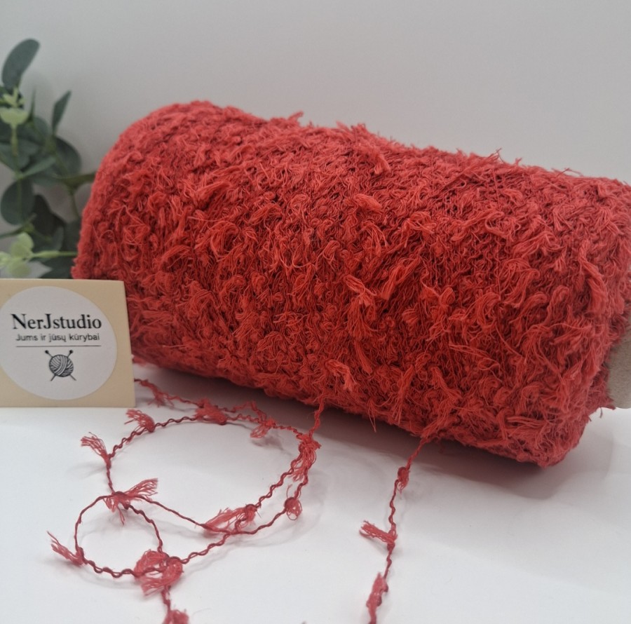 Lino ir medvilnės siūlai – kaspiniukų efektas (100 g)