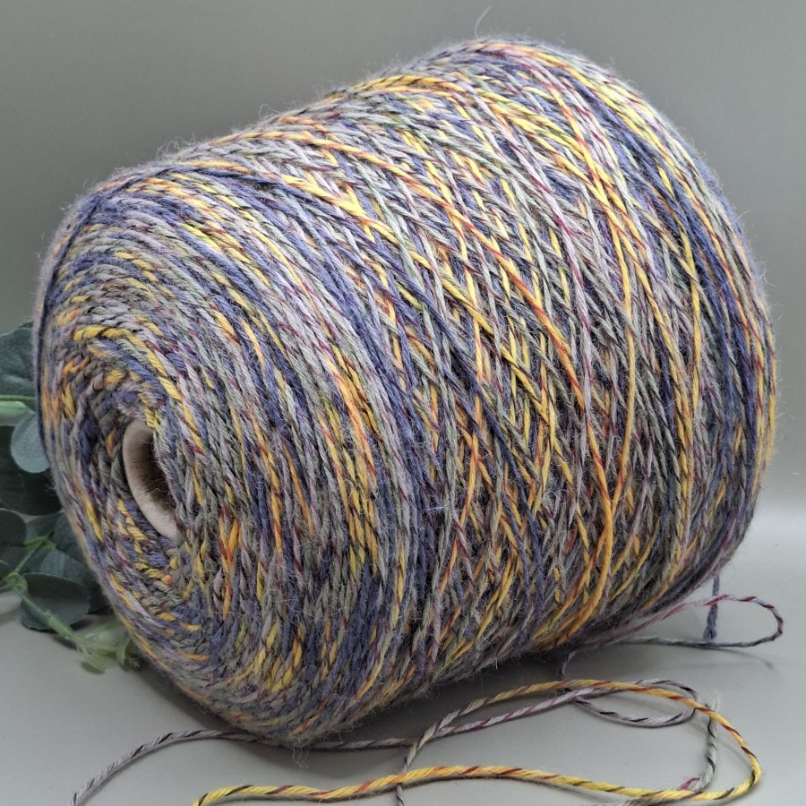 Margi merino vilnos siūlai – mėlynų, pilkų ir geltonų atspalvių REGIA CALZETTERIA (100 g)
