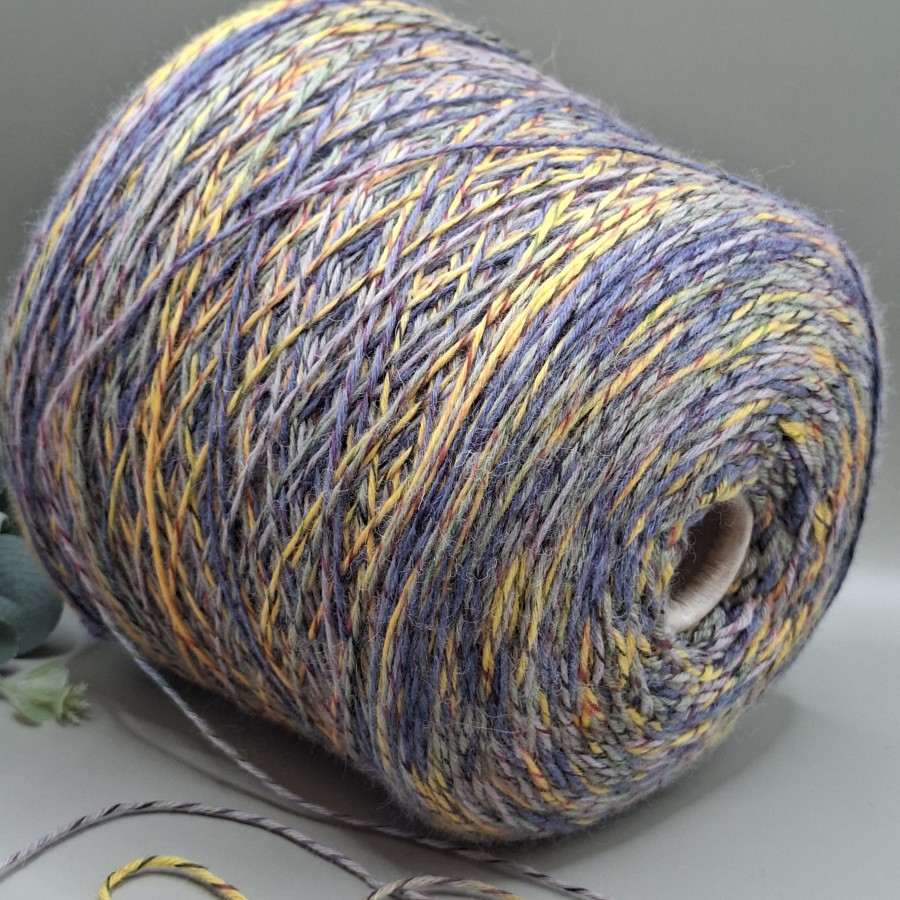 Margi merino vilnos siūlai – mėlynų, pilkų ir geltonų atspalvių REGIA CALZETTERIA (100 g)