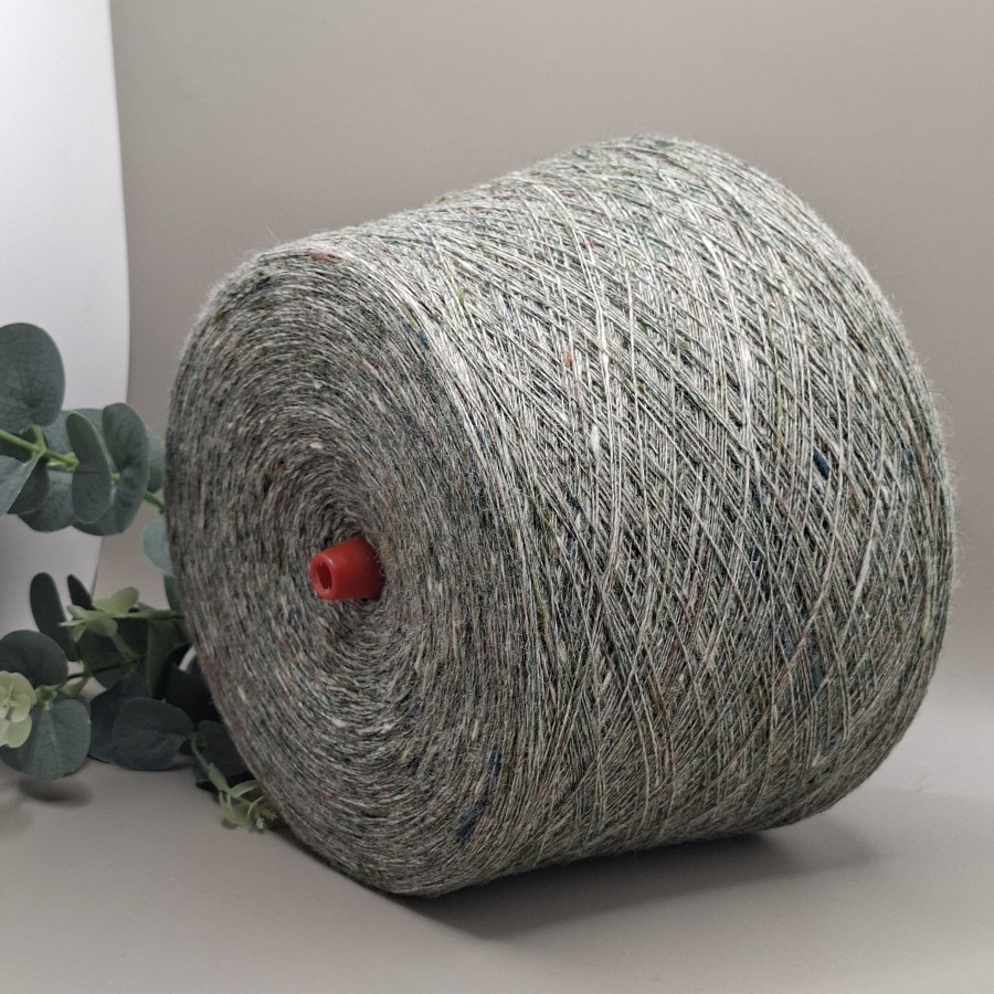 Merino vilnos siūlai tvidas – samaninė žalsva, ploni ir švelnūs (100 g)