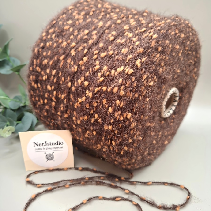 Tekstūriniai siūlai su burbuliukais – tamsiai rudi (100 g)