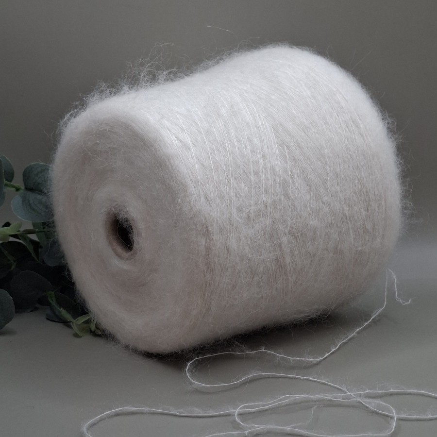 Super Kid Mohair ir Baby Alpaca siūlai – balti, itin švelnūs PRECIOUS (50 g)