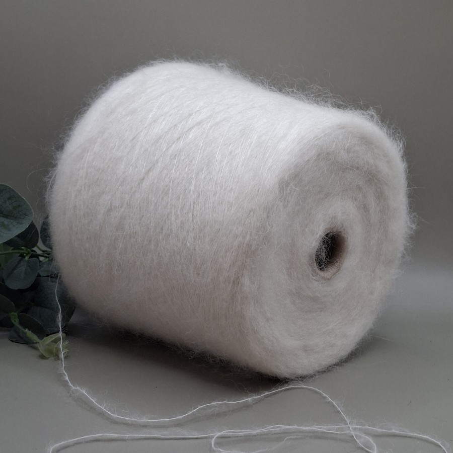 Super Kid Mohair ir Baby Alpaca siūlai – balti, itin švelnūs PRECIOUS (50 g)