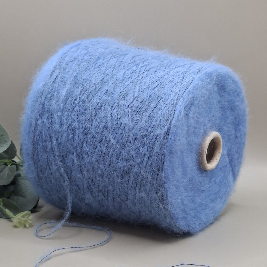 Super Kid Mohair ir Baby Alpaca siūlai – dulksva mėlyna (Moonlight Blue), itin švelnūs PRECIOUS (50 g)
