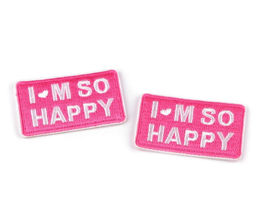 Termo aplikacija „I'm so happy“ – Rožinė / Mėlyna Termo aplikacija „I'm so happy“ – Rožinė / Mėlyna