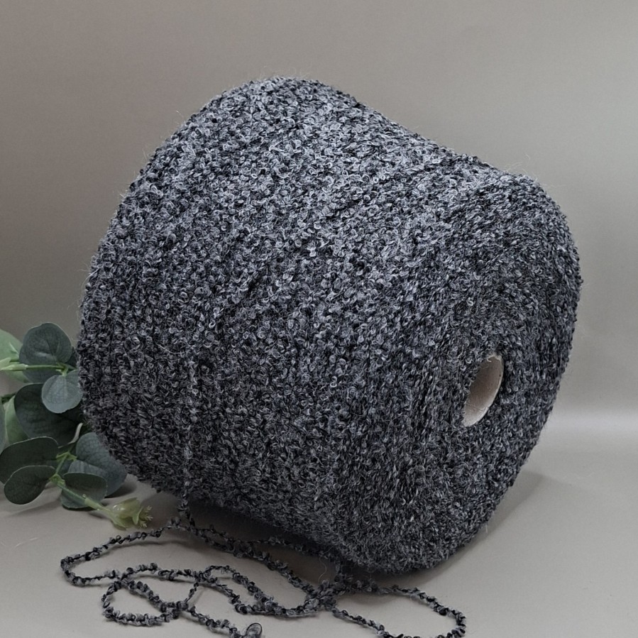 Faktūriniai buklė siūlai – grafitiniai, pilki ir juodi BOUCLÉ MISTO LANA (100 g)