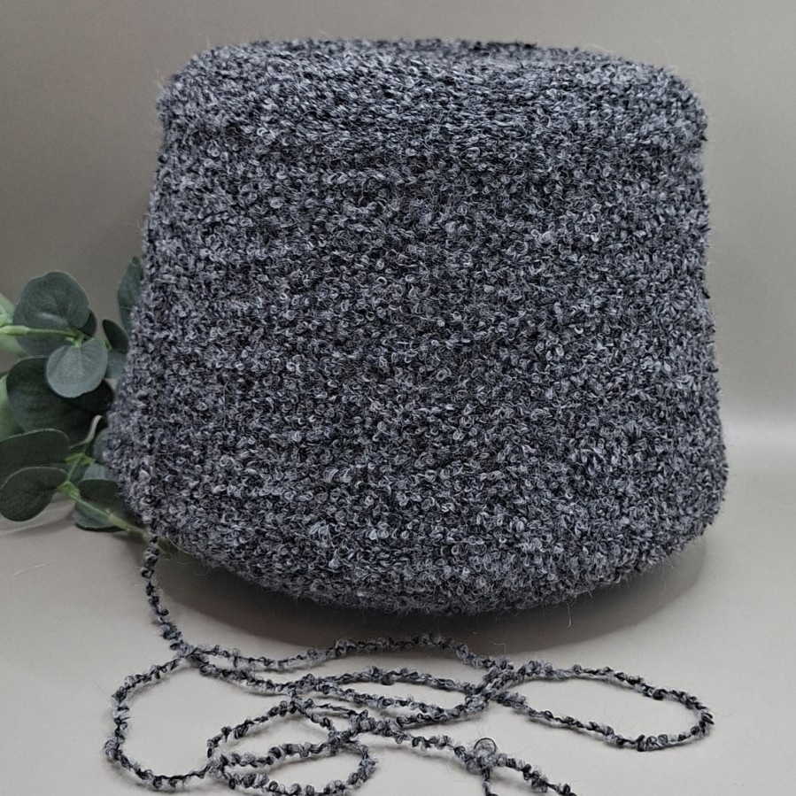 Faktūriniai buklė siūlai – grafitiniai, pilki ir juodi BOUCLÉ MISTO LANA (100 g)