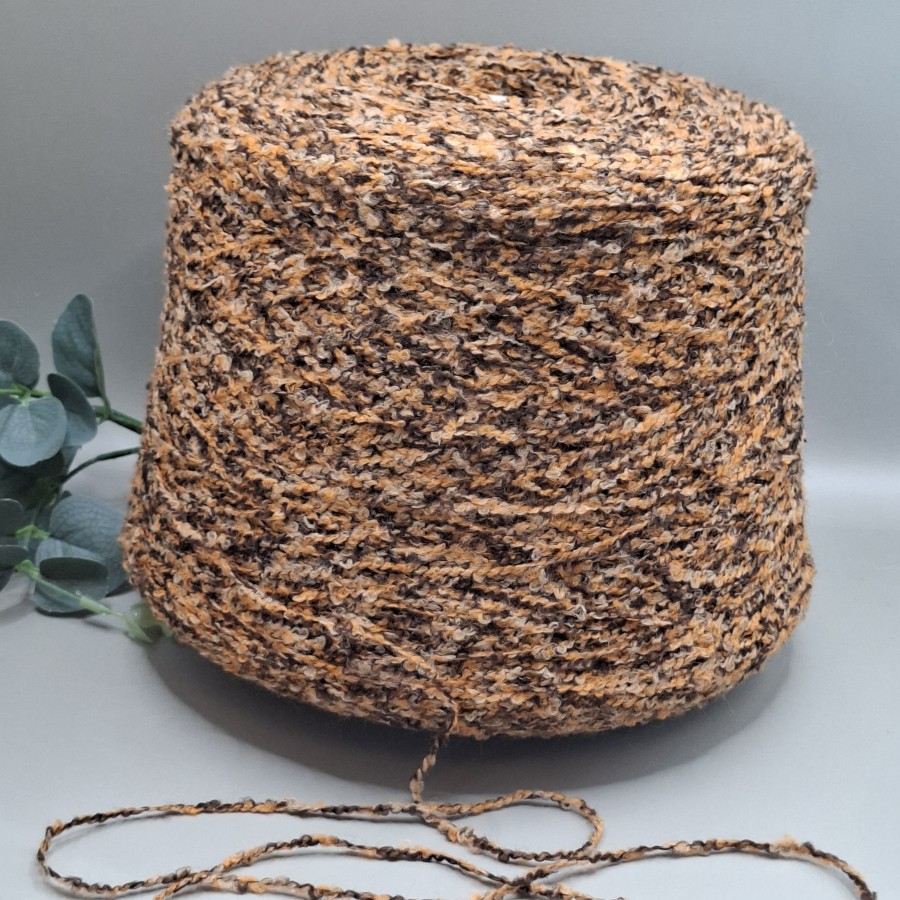 Faktūriniai buklė siūlai – rudi, karameliniai ir tamsūs BOUCLÉ MISTO LANA (100 g)