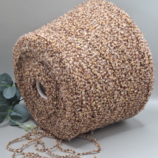 Faktūriniai buklė siūlai – rusvi, karameliniai ir kreminiai BOUCLÉ MISTO LANA (100 g)