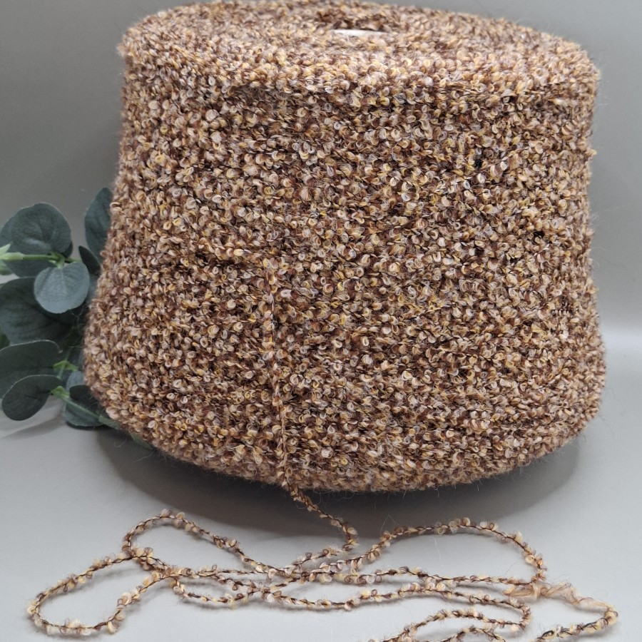 Faktūriniai buklė siūlai – rusvi, karameliniai ir kreminiai BOUCLÉ MISTO LANA (100 g)