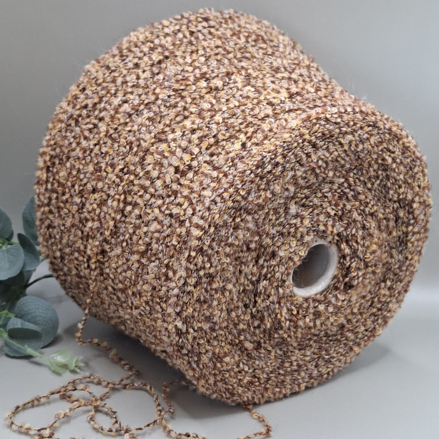 Faktūriniai buklė siūlai – rusvi, karameliniai ir kreminiai BOUCLÉ MISTO LANA (100 g)