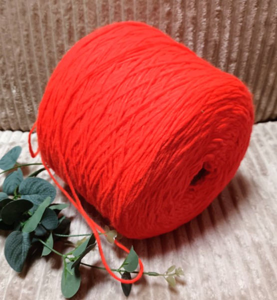 Pusvilnės siūlai su merinu – neoniniai, ryškiai oranžiniai (100 g)