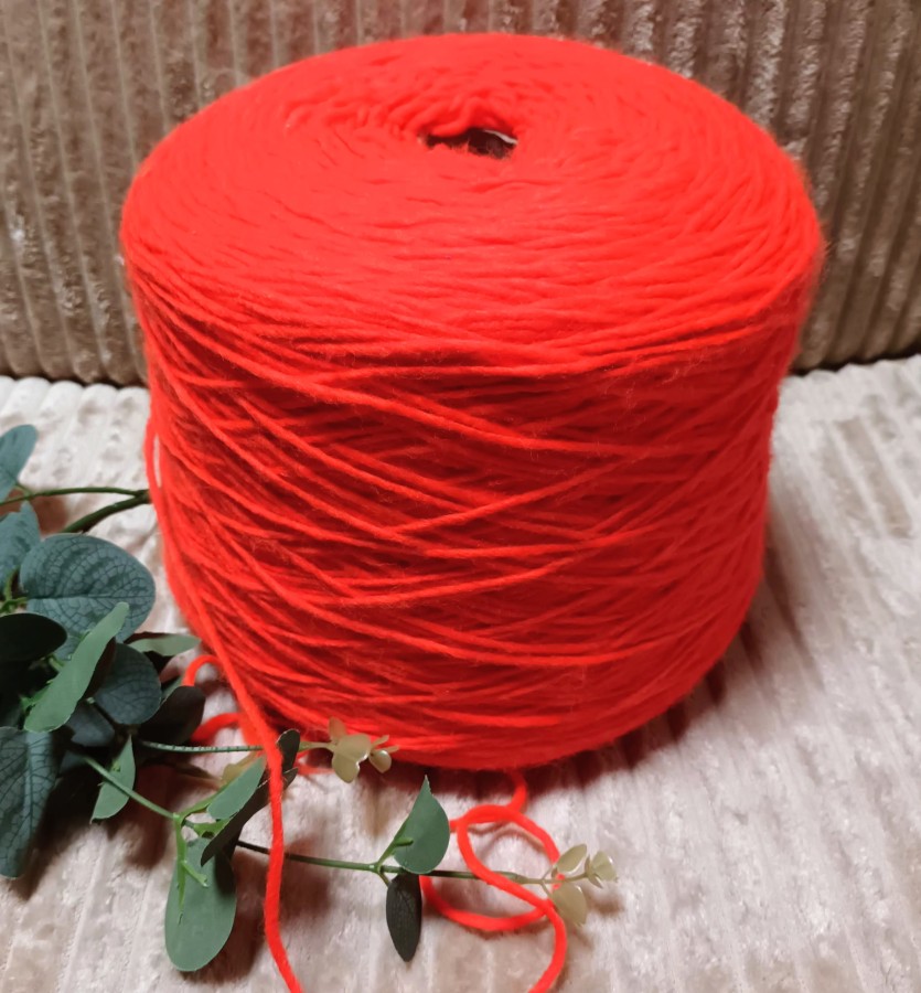 Pusvilnės siūlai su merinu – neoniniai, ryškiai oranžiniai (100 g)