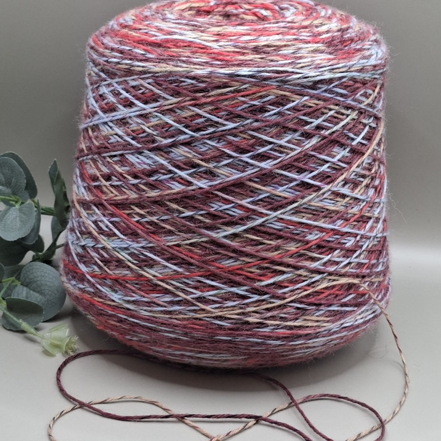 Margi merino vilnos siūlai – bordo, raudonų ir žydrų atspalvių REGIA CALZETTERIA (100 g)