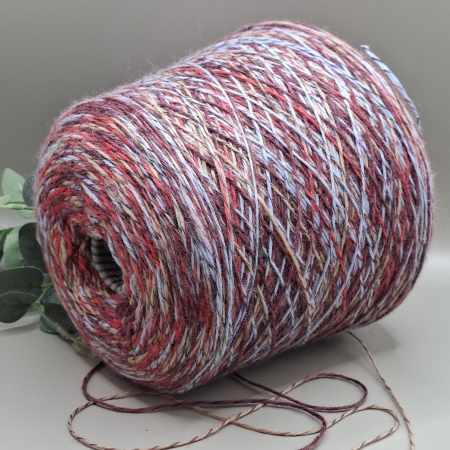 Margi merino vilnos siūlai – bordo, raudonų ir žydrų atspalvių REGIA CALZETTERIA (100 g)