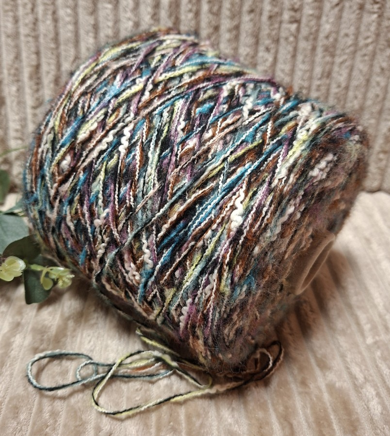 Pusvilnės siūlai su medvilne – margi tekstūriniai (100 g)