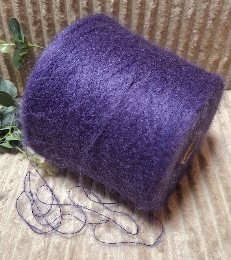 Kid moherio siūlai – violetiniai (100 g)