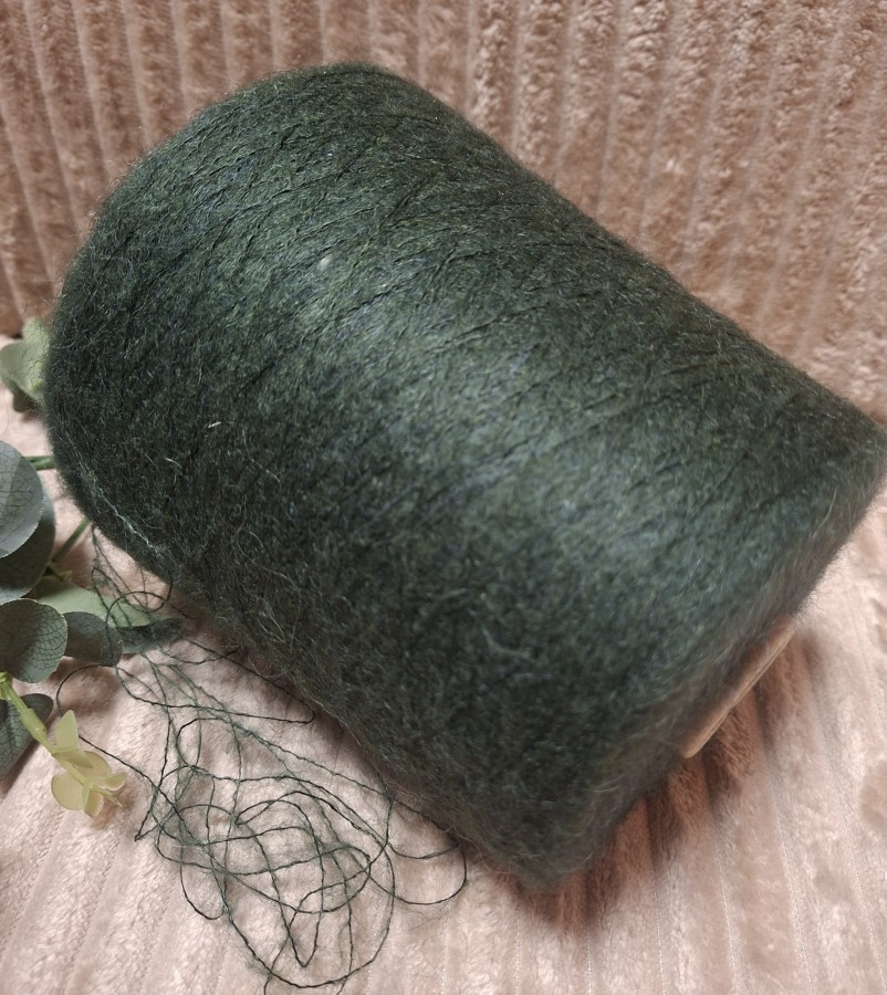 Kid moherio siūlai su vilna – miško žali (50 g)