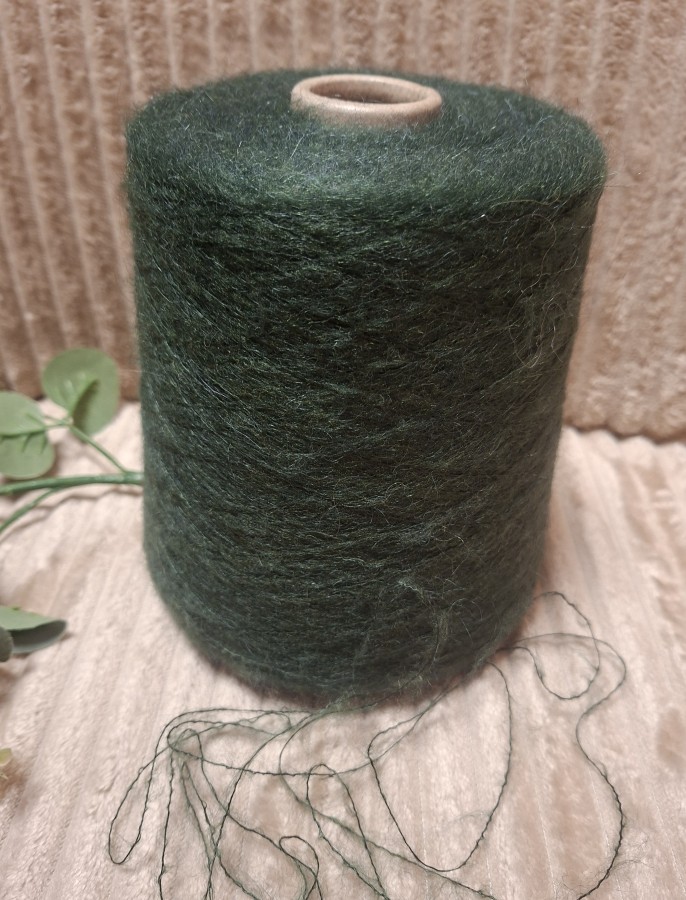 Kid moherio siūlai su vilna – miško žali (50 g)