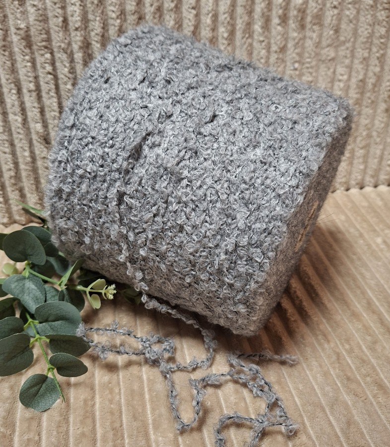 Buklė siūlai su moheriu ir vilna – pilki (100 g)