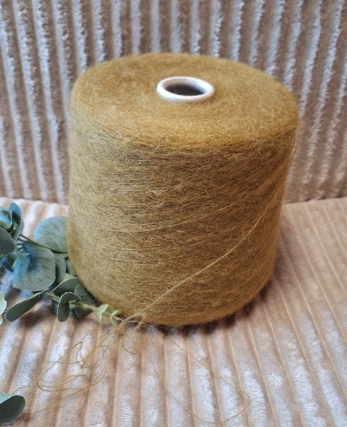 Superkid moherio siūlai su baby alpaka – Camel verdastro (50 g)