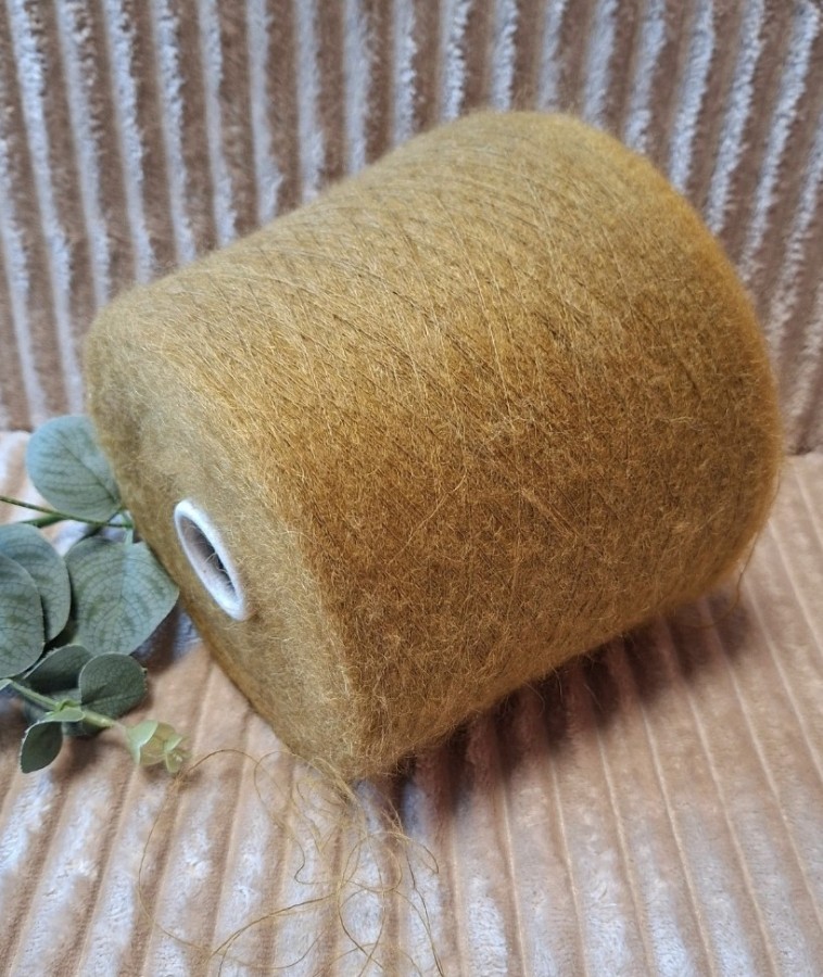 Superkid moherio siūlai su baby alpaka – Camel verdastro (50 g)