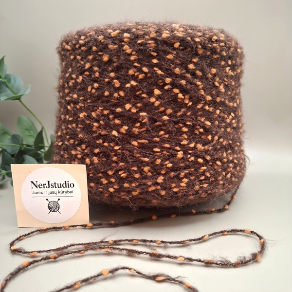 Tekstūriniai siūlai su burbuliukais – tamsiai rudi (100 g)