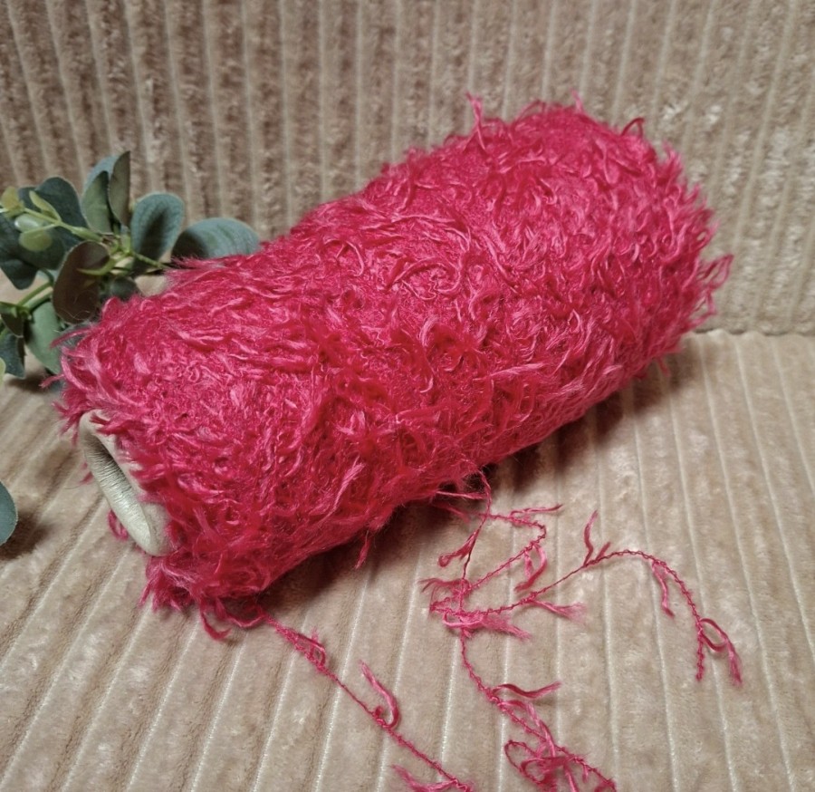 Tekstūriniai siūlai su „kirmėliukais“ – fuksijos spalva (50 g)