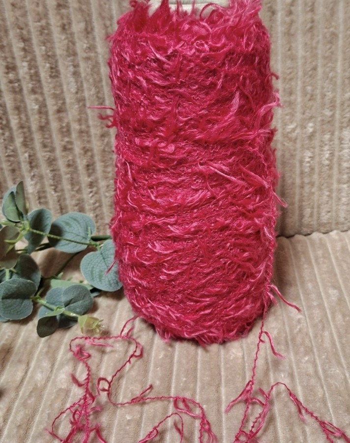 Tekstūriniai siūlai su „kirmėliukais“ – fuksijos spalva (50 g)